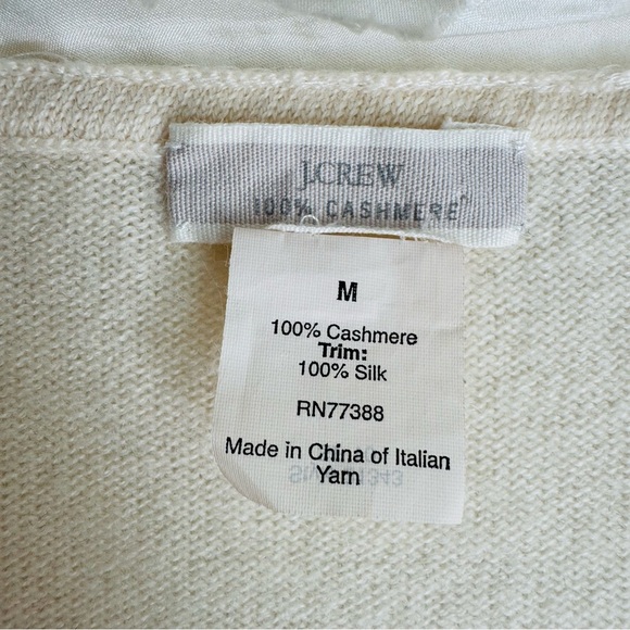 J. Crew 100% cashmere with silk trim Soft Cream Cashmere Sweater size medium - Picture 3 of 5